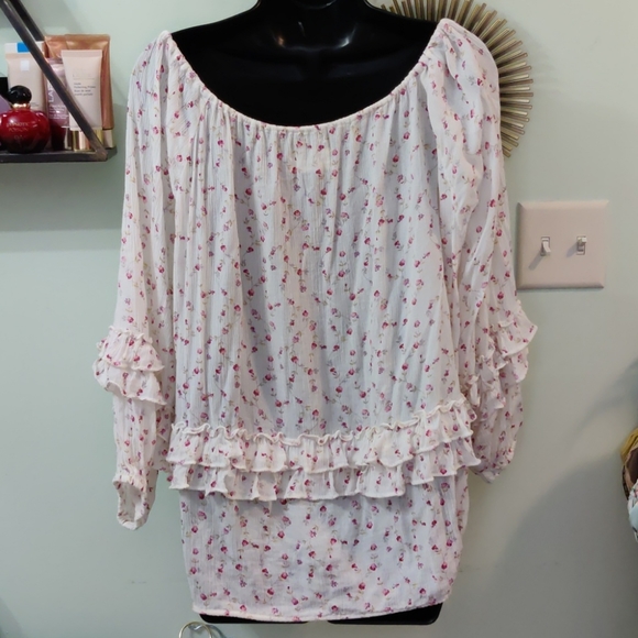 Denim & Supply RL boho floral ruffled peasant top - Picture 4 of 7